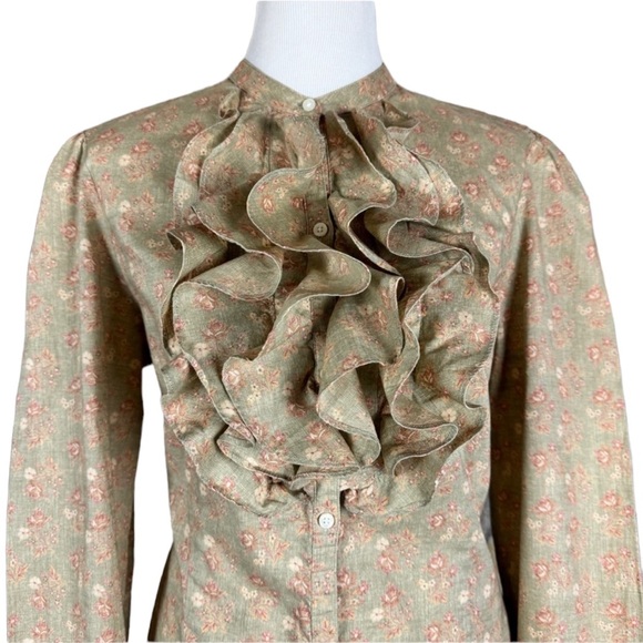 Lauren Ralph Lauren Jeans Co. Ruffle Floral Prairie Blouse Willow Bark - Picture 8 of 8